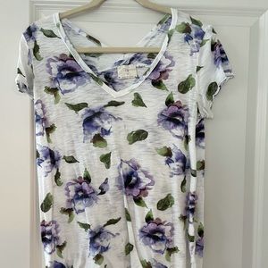 Anthropologie purple floral tee